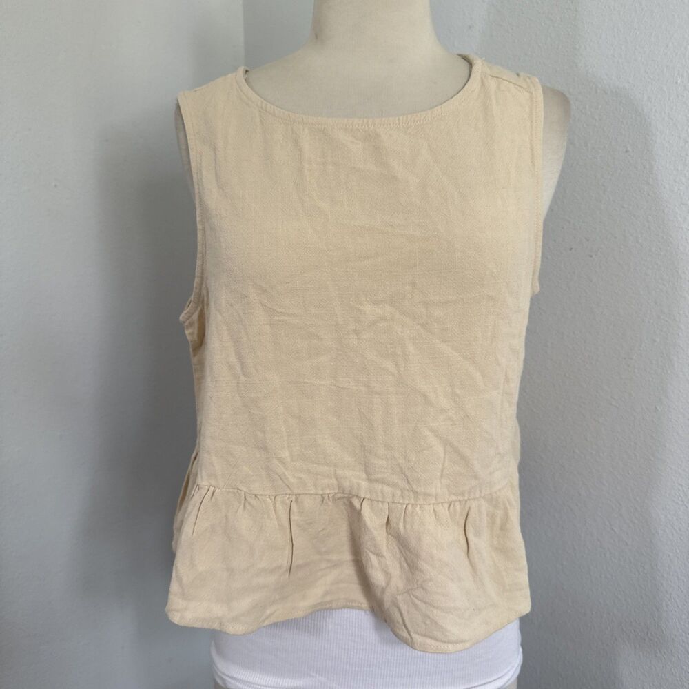 Anrabess Crop Top Womens‎ M Beige Ruffle Festival Summer Beacy Vacation Y2K